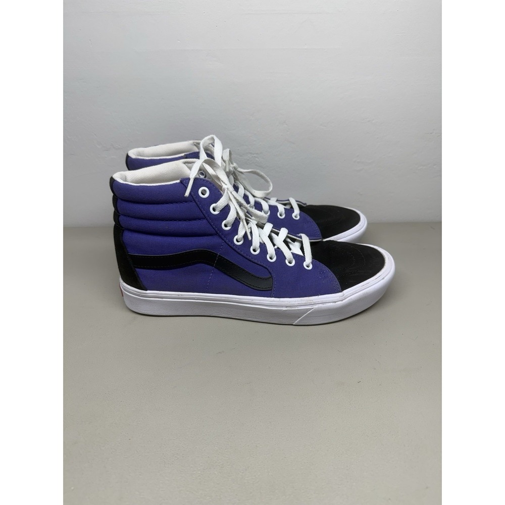 VANS Sk8-Hi Men's Black White Purple High Top Canvas Comfy Cush Mens Sz 10